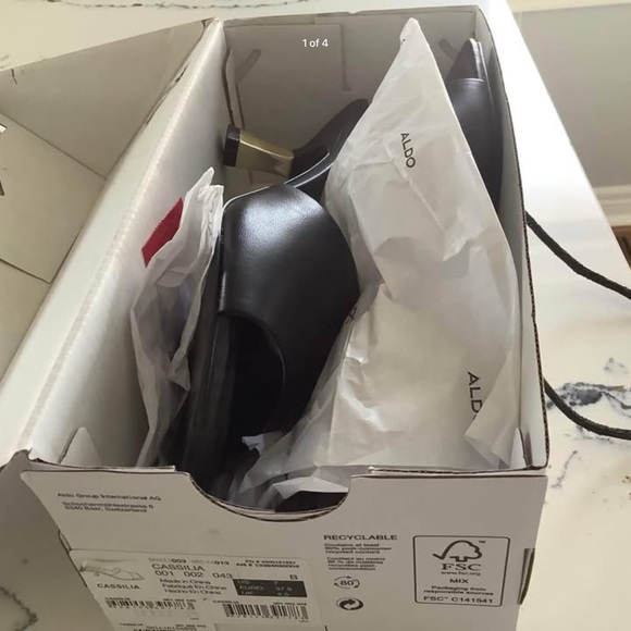 Aldo Black Leather Mule Heels - Picture 3 of 4